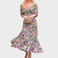 Robe femme à manches longues florale pour cérémonie