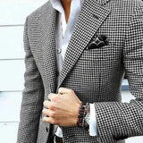 Blazer para hombre con estampado pata de gallo, solapa con muesca y cierre de botones, formal y casual