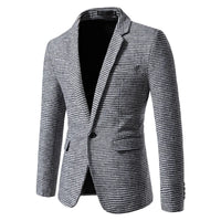 Blazer homme à motif pied-de-poule coupe slim, fermeture à boutons, manches longues, style business décontracté