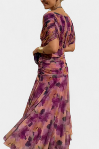 Robe femme à manches longues florale pour cérémonie