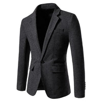 Blazer homme à motif pied-de-poule coupe slim, fermeture à boutons, manches longues, style business décontracté
