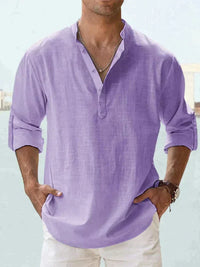Camisa de lino para hombre sin mangas con botones, transpirable, casual, para playa
