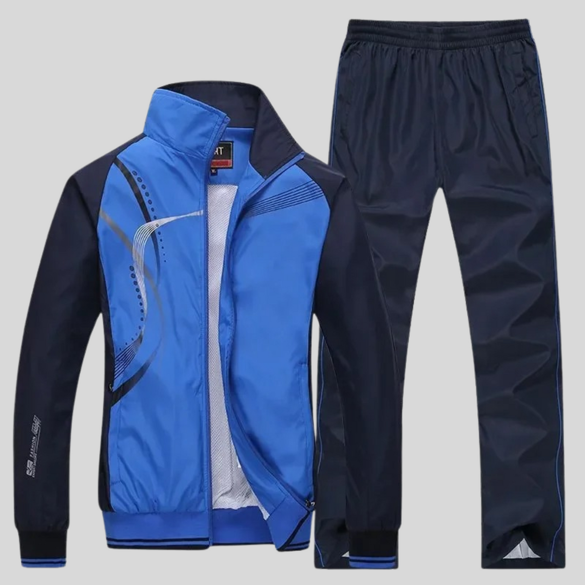 Ensemble de survêtement homme léger avec veste zippée et pantalon à taille élastique, tenue sportive