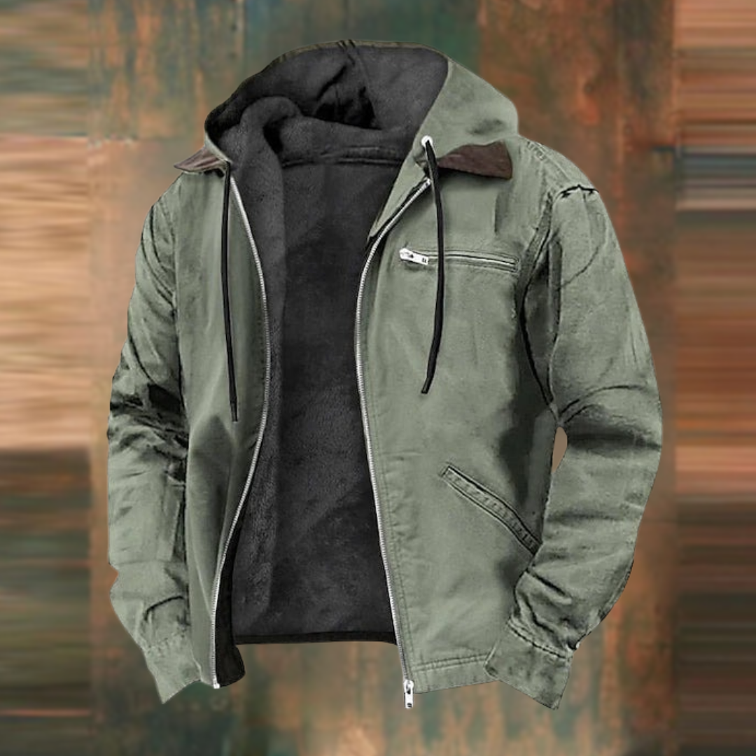 Veste Homme Légère à Capuche avec Fermeture Éclair et Poches – Mi-saison