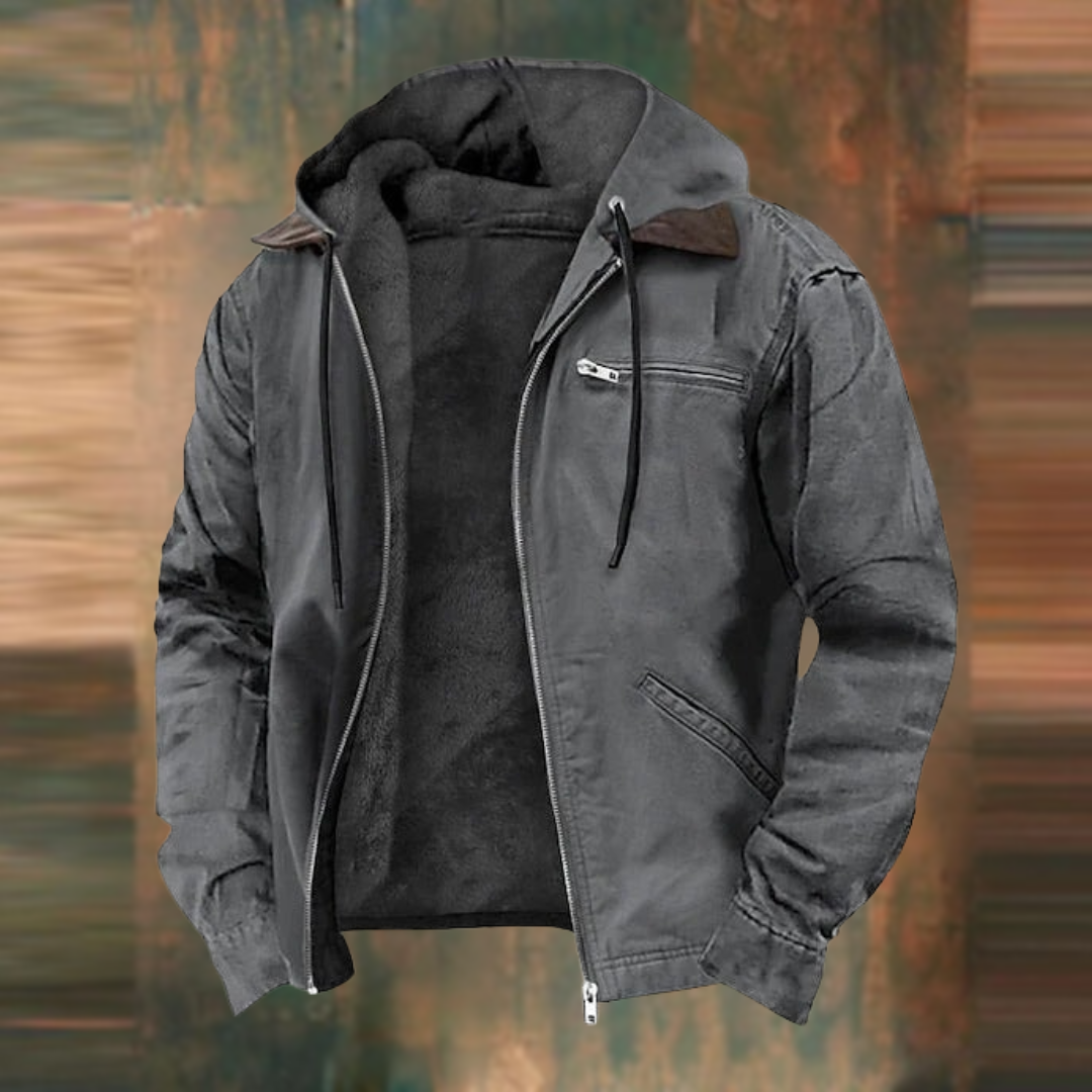 Veste Homme Légère à Capuche avec Fermeture Éclair et Poches – Mi-saison