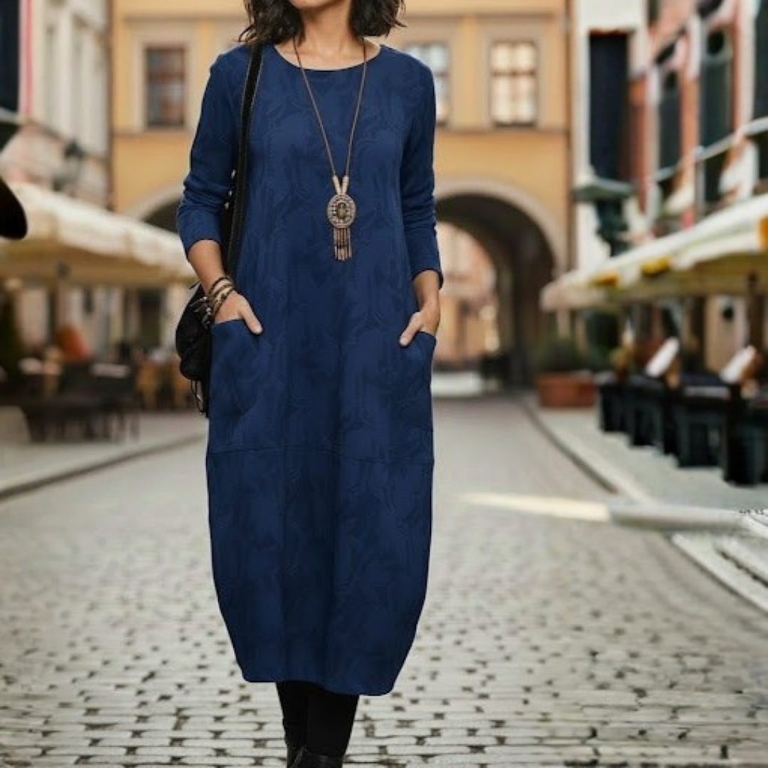 Vestido de invierno para mujer con manga larga y silueta ajustada