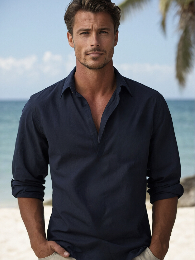 Camisa de lino para hombre sin mangas con botones, transpirable, casual, para playa