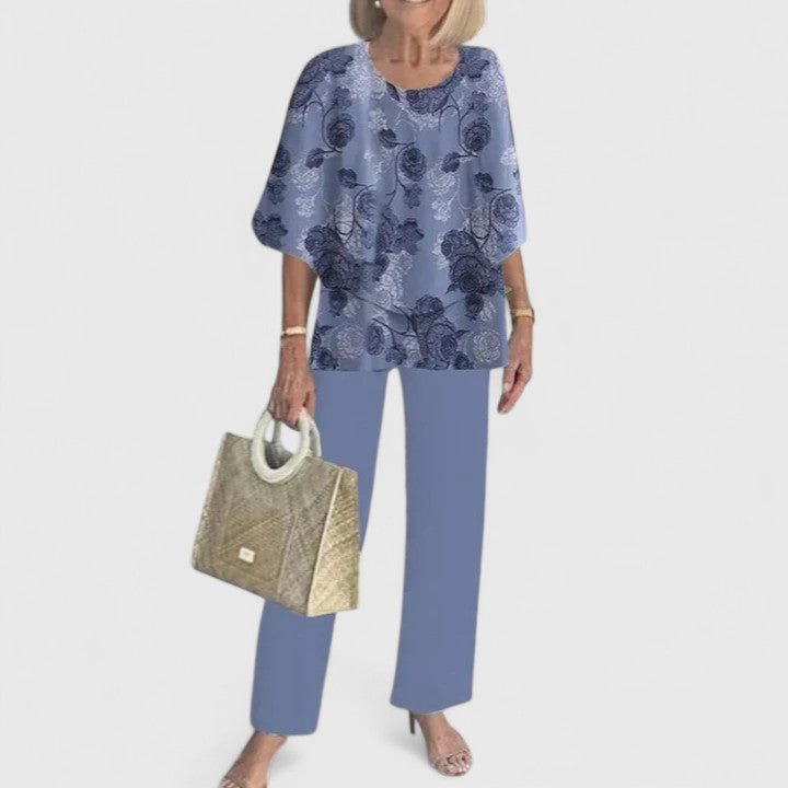 Conjunto de dos piezas para mujer, blusa ligera de corte relajado y pantalones