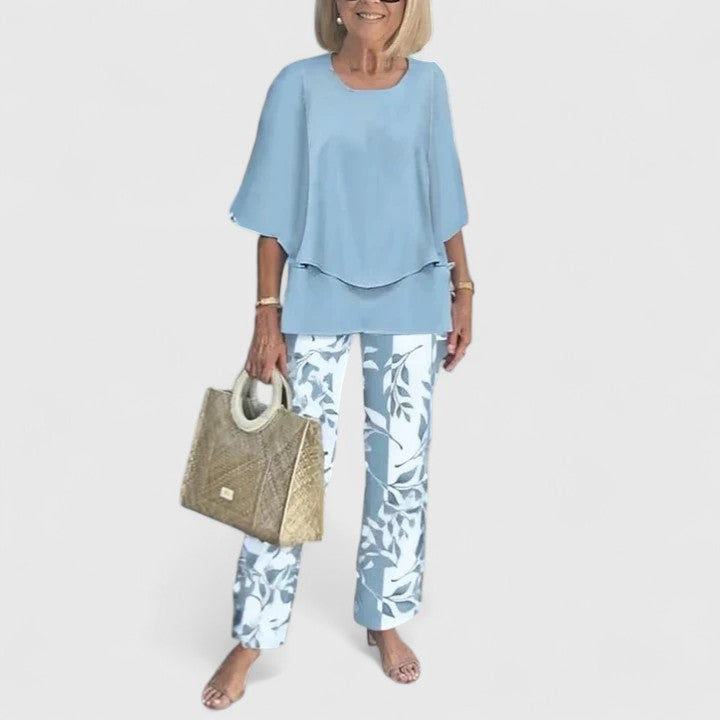 Conjunto de dos piezas para mujer, blusa ligera de corte relajado y pantalones