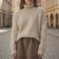 Pull à col roulé en maille oversize pour femme hiver