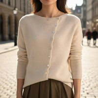Cardigan Sweater Wool Knit Side Button Long Sleeve Women