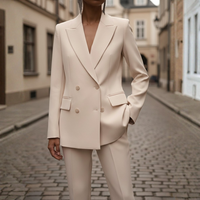 Conjunto de traje Blazer cruzado Pantalones de pierna recta para mujer