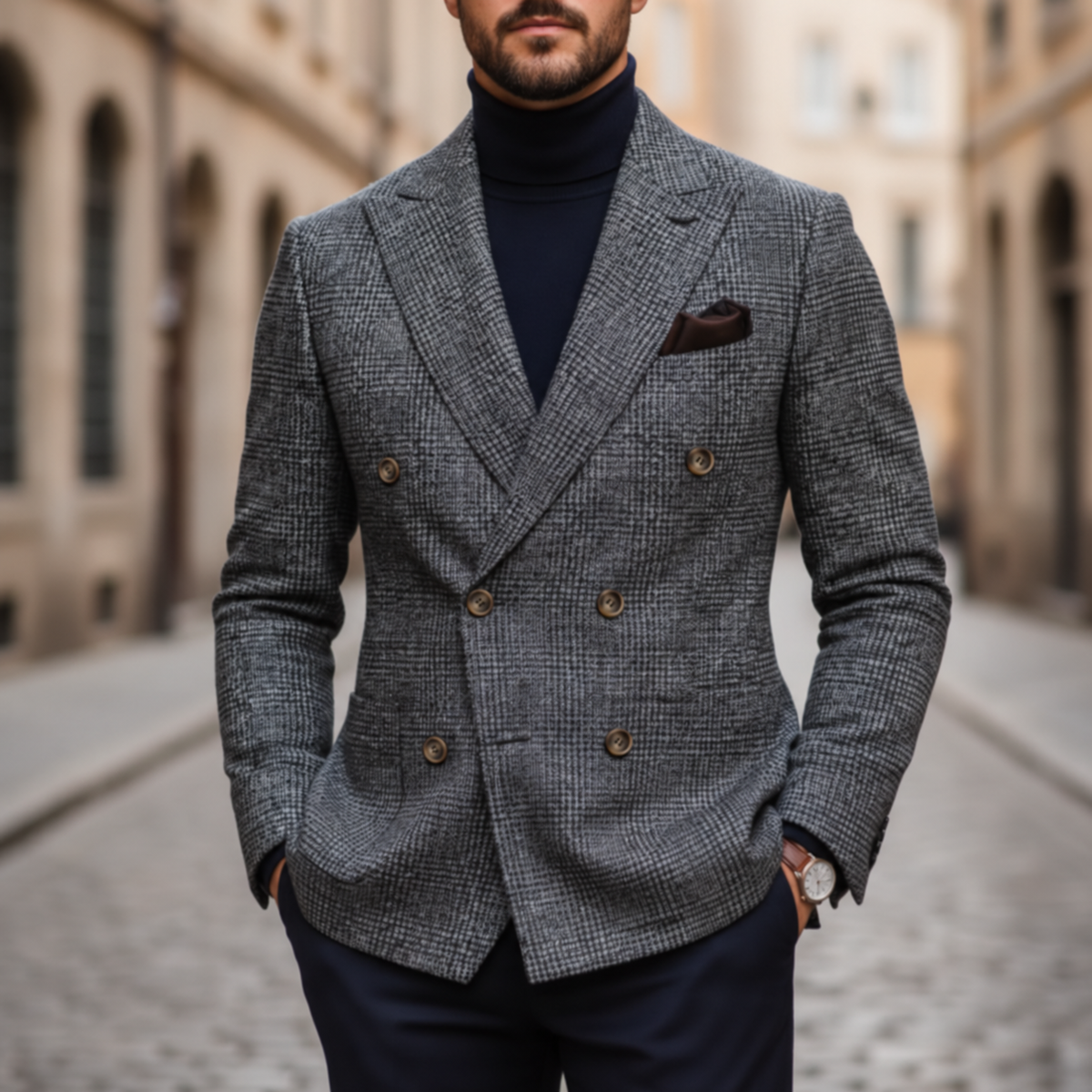 Blazer de cuadros cruzado para hombre