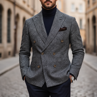 Blazer de cuadros cruzado para hombre