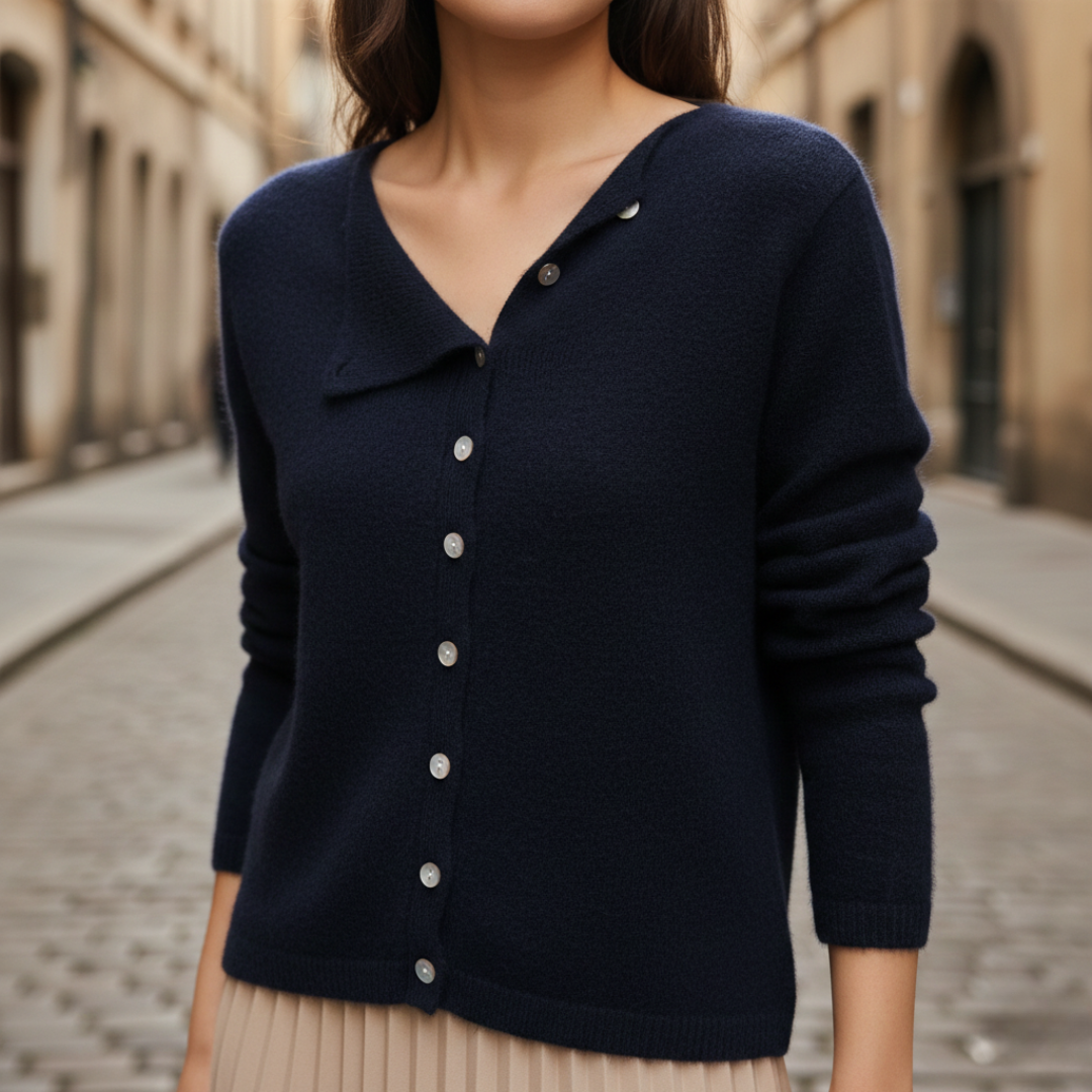 Cardigan Sweater Wool Knit Side Button Long Sleeve Women