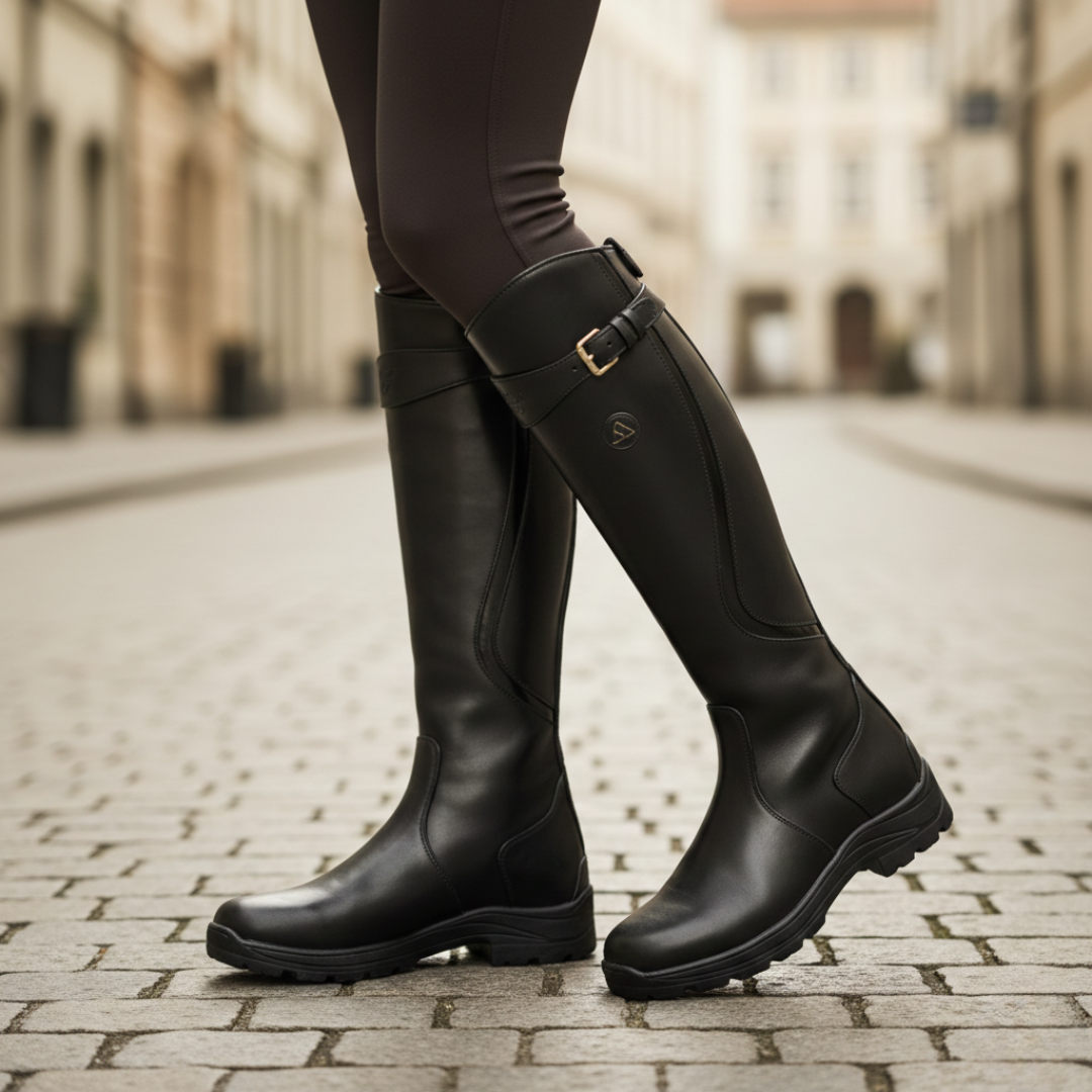 Botas ortopédicas hasta la rodilla impermeables de cuero vegetal para mujer