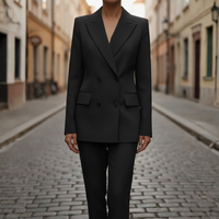 Conjunto de traje Blazer cruzado Pantalones de pierna recta para mujer