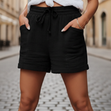 Pantalones cortos casuales de algodón con cintura ajustable para mujer