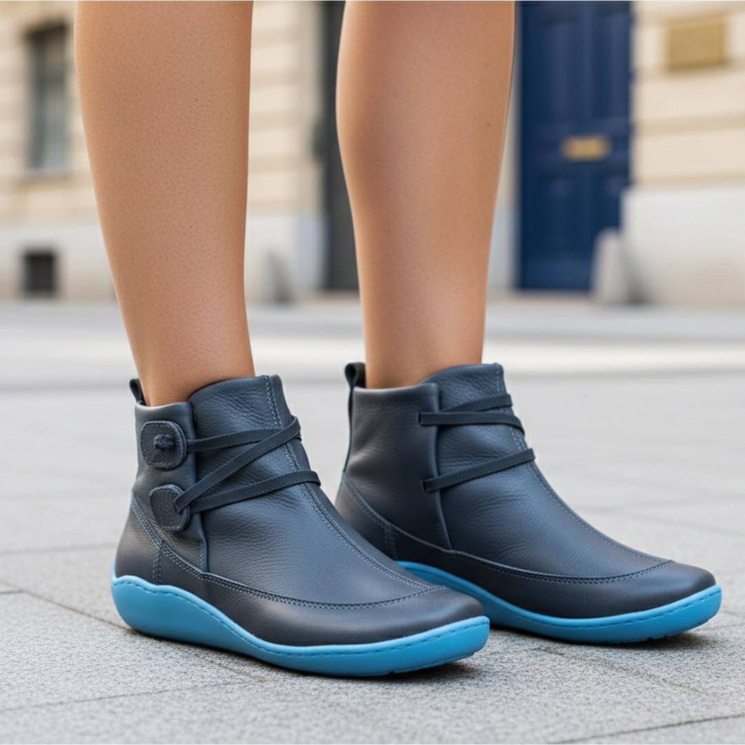 Zapatos ortopédicos de cuero sintético para mujer con suela de color