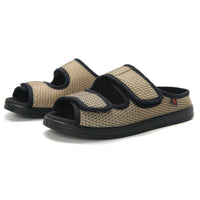Zapatos ajustables para hombre, transpirables, de malla, sin cordones, ancho, con cierre de velcro