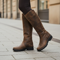 Botas ortopédicas hasta la rodilla impermeables de cuero vegetal para mujer