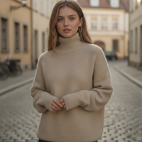 Pull à col roulé en maille oversize pour femme hiver