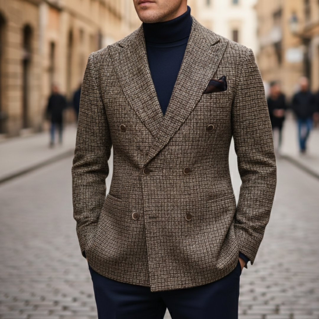 Blazer de cuadros cruzado para hombre