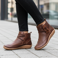 Women’s Orthopedic Faux Leather Shoes with Colored Sole