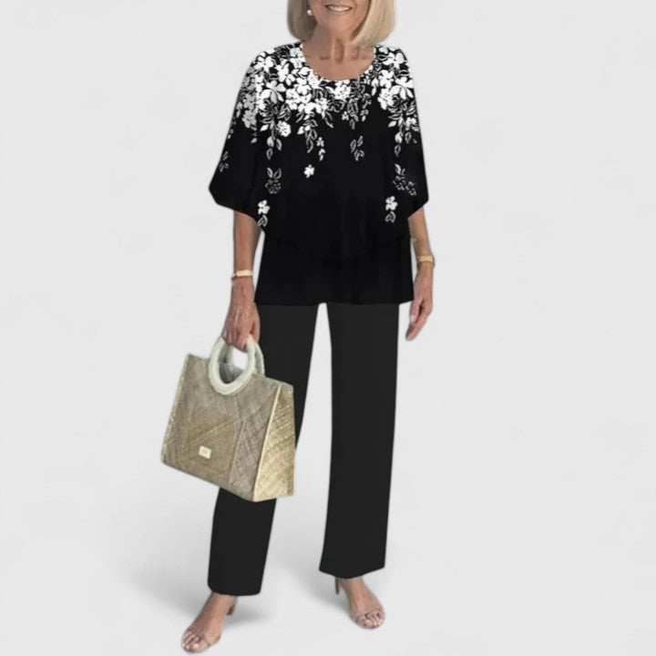 Conjunto de dos piezas para mujer, blusa ligera de corte relajado y pantalones