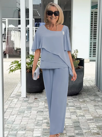 Women's 2-Piece Set Tailored Blazer Trousers Long Sleeve Formal