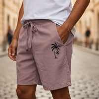 Pantalones cortos de verano para hombre con bordado de palma