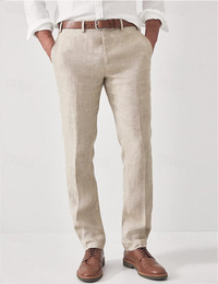 Pantalon en lin homme, taille élastique, style sarouel décontracté