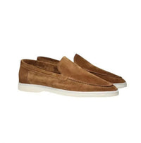 Men's Loafers Suede Slip-On Elastic Panels Padded Collar Non-Slip Rubber Sole
