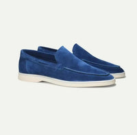 Men's Loafers Suede Slip-On Elastic Panels Padded Collar Non-Slip Rubber Sole