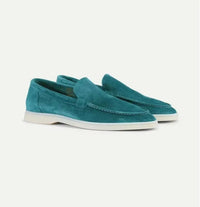 Men's Loafers Suede Slip-On Elastic Panels Padded Collar Non-Slip Rubber Sole