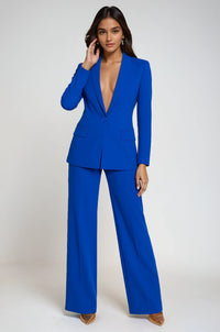 Ensemble femme 2 pièces blazer pantalon coupe droite manches longues – formel
