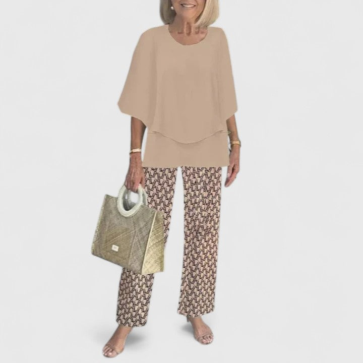 Conjunto de dos piezas para mujer, blusa ligera de corte relajado y pantalones