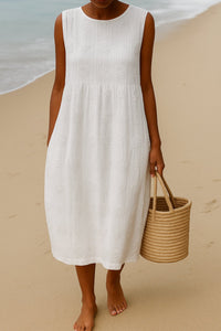 Floral Appliqué Women's Midi Sleeveless Dress Detail