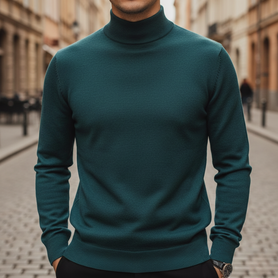 Suéter de cuello alto tejido para hombre