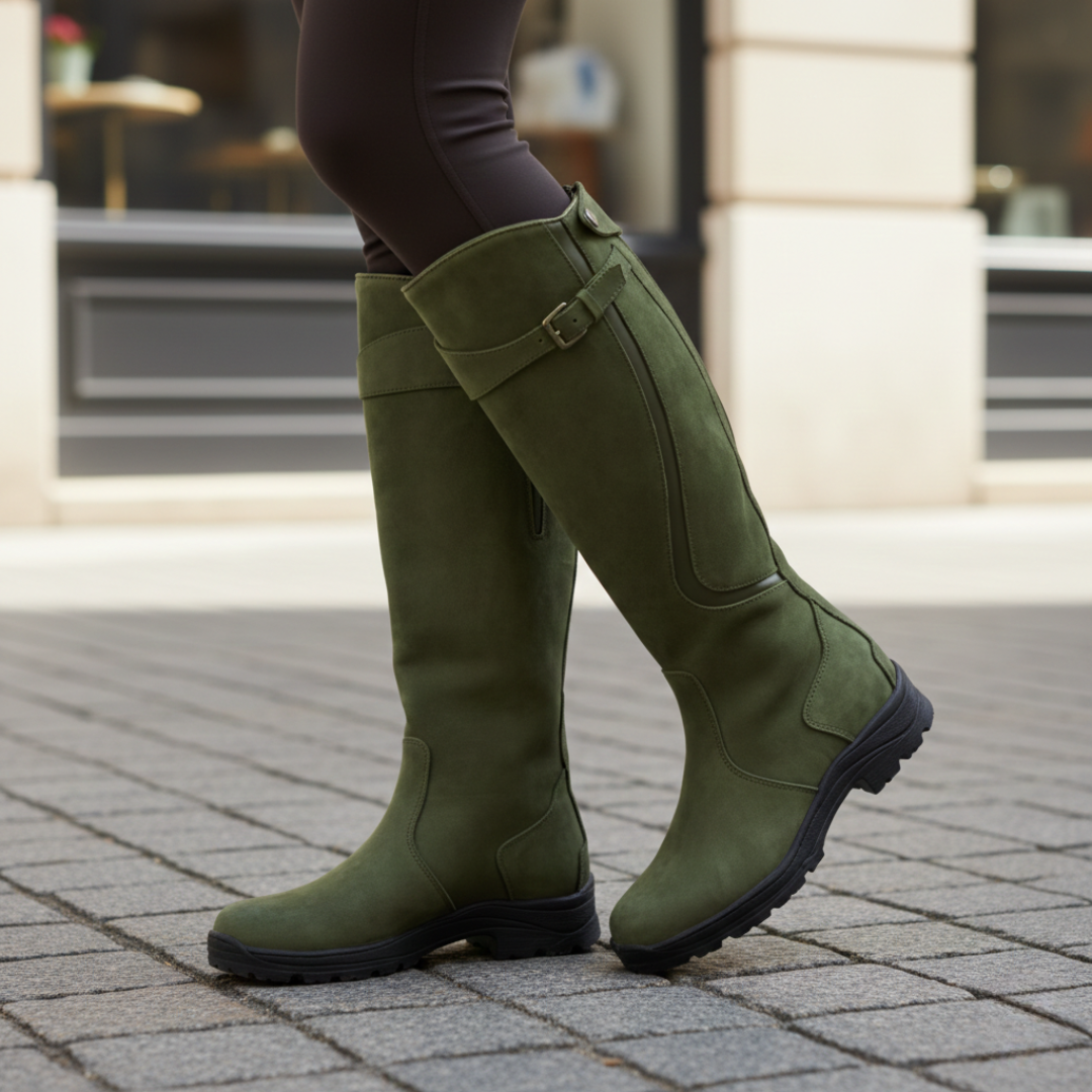 Botas ortopédicas hasta la rodilla impermeables de cuero vegetal para mujer
