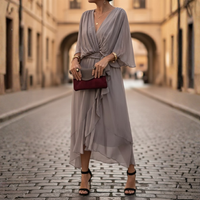 Robe longue à manches courtes en mousseline pour femmes
