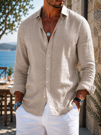 Men's Relaxed Linen Button Shirt Top