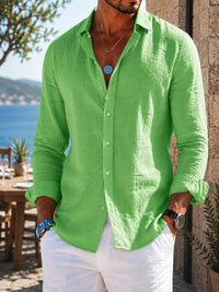 Men's Relaxed Linen Button Shirt Top