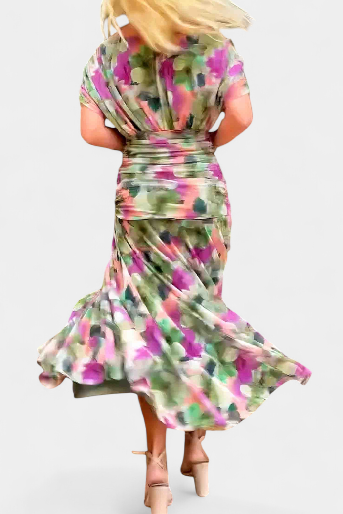 Robe femme à manches longues florale pour cérémonie