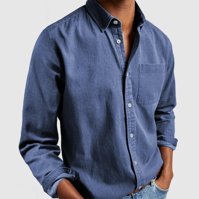 Men's Vintage Cotton Chambray Shirt Top