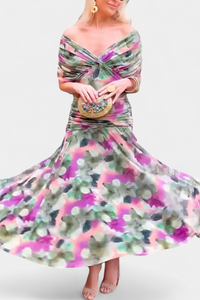 Robe femme à manches longues florale pour cérémonie