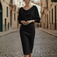 Vestido elegante de tela suave para mujer con escote ancho