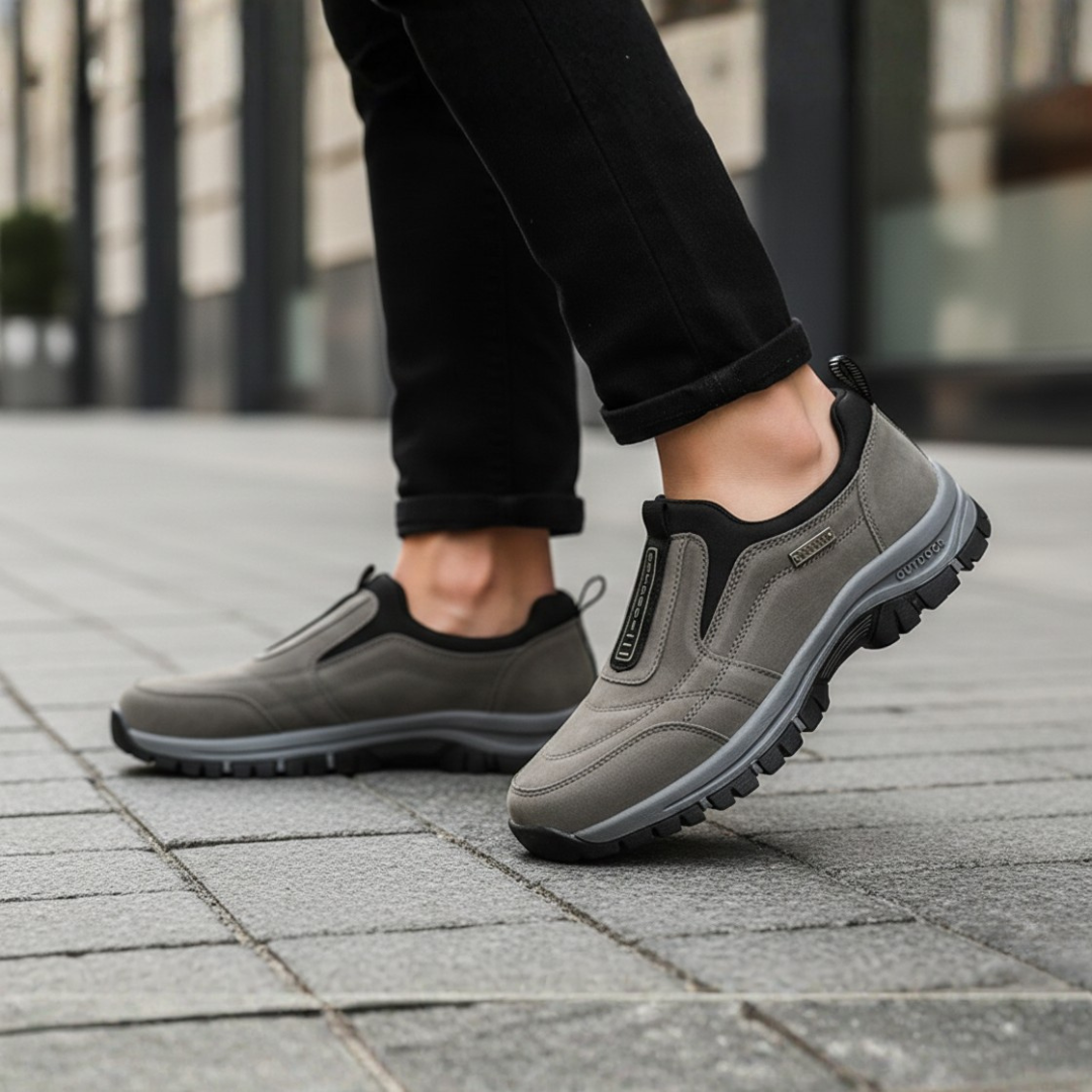 Zapatos para caminar de hombre de ante sintético ortopédicos sin cordones