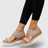 Sandalias para mujer con tira elástica ortopédica y punta abierta