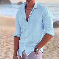 Men's Airy Cotton Linen Shirt Top Side